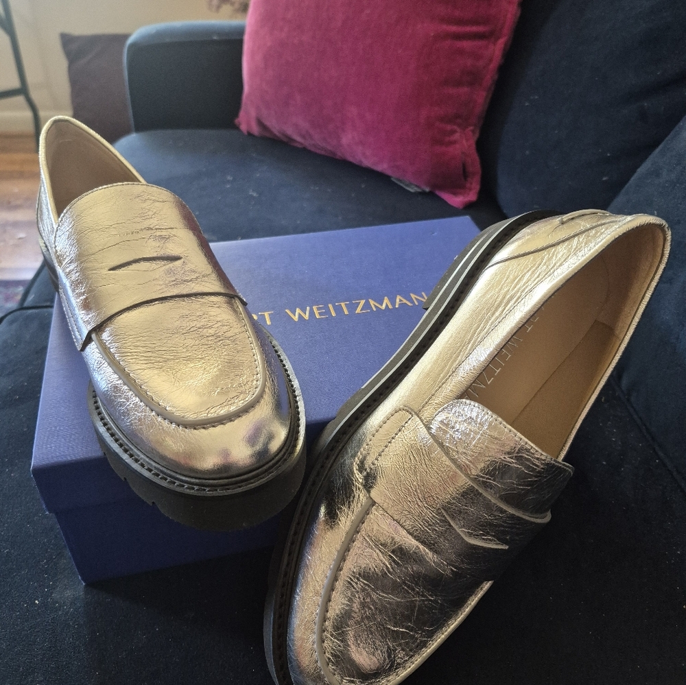 Stuart Weitzman Gold Loafers